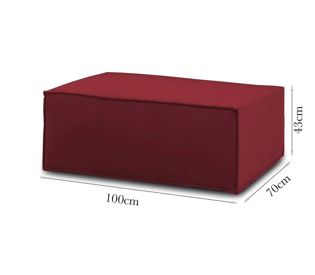 Salotto|Pouf > Dmora Pouf rettangolare 100x70x43h cm - Assisi Rosso