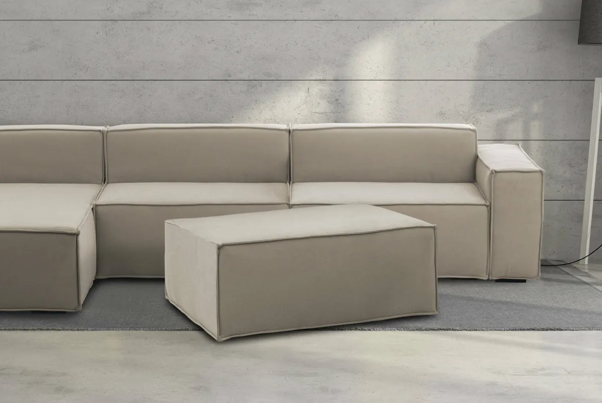 Salotto|Pouf > Dmora Pouf rettangolare tortora 100x70x43h cm - Assisi Grigio Tortora