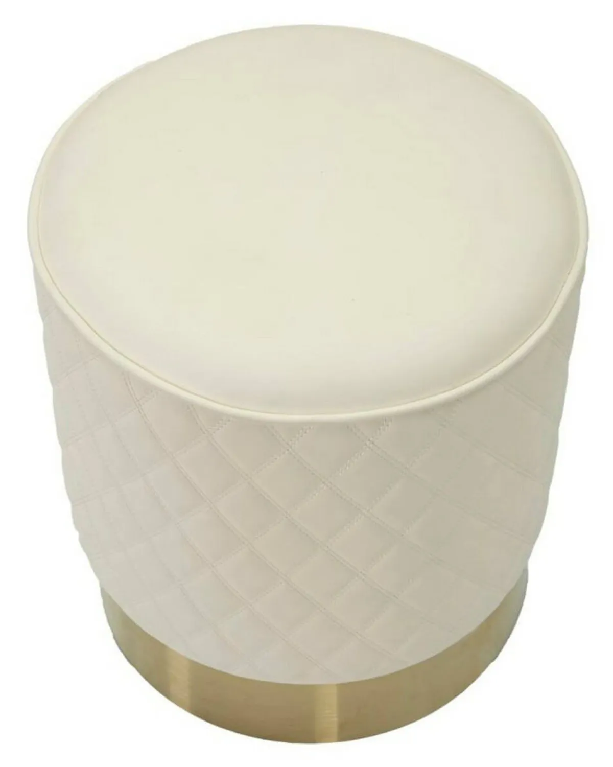 Pouf > Dmora Pouf rotondo bianco e oro 36x36x39h cm - Erro Oro, Bianco
