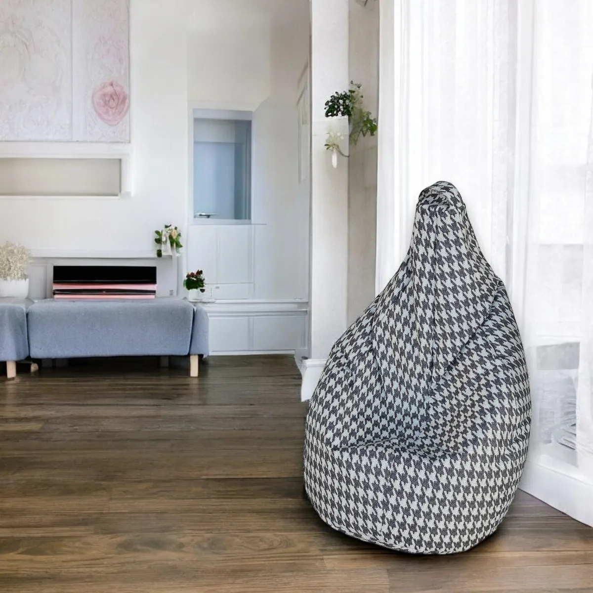 Pouf > Dmora Pouf sacco a scacchi 80x80x120h cm - Maristella Bianco, Nero