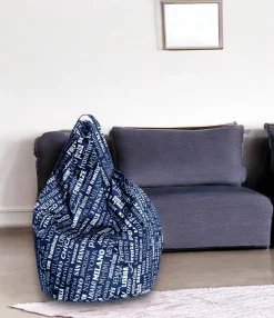 Pouf > Dmora Pouf sacco blu e bianco 80x80x120h cm - Marisa Bianco, Blu