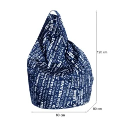 Pouf > Dmora Pouf sacco blu e bianco 80x80x120h cm - Marisa Bianco, Blu