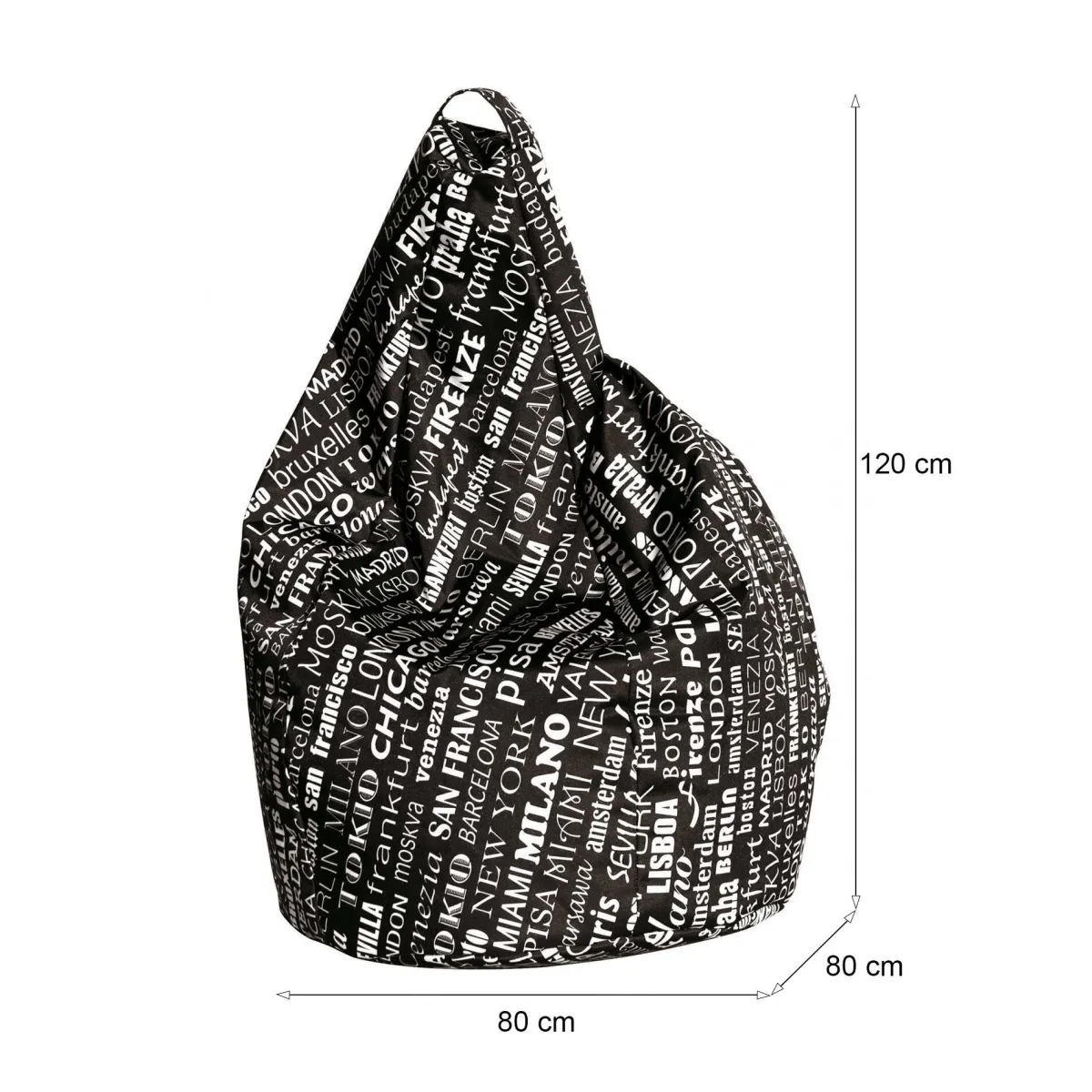 Pouf > Dmora Pouf sacco pop 80x80x120h cm - Marisa Bianco, Nero