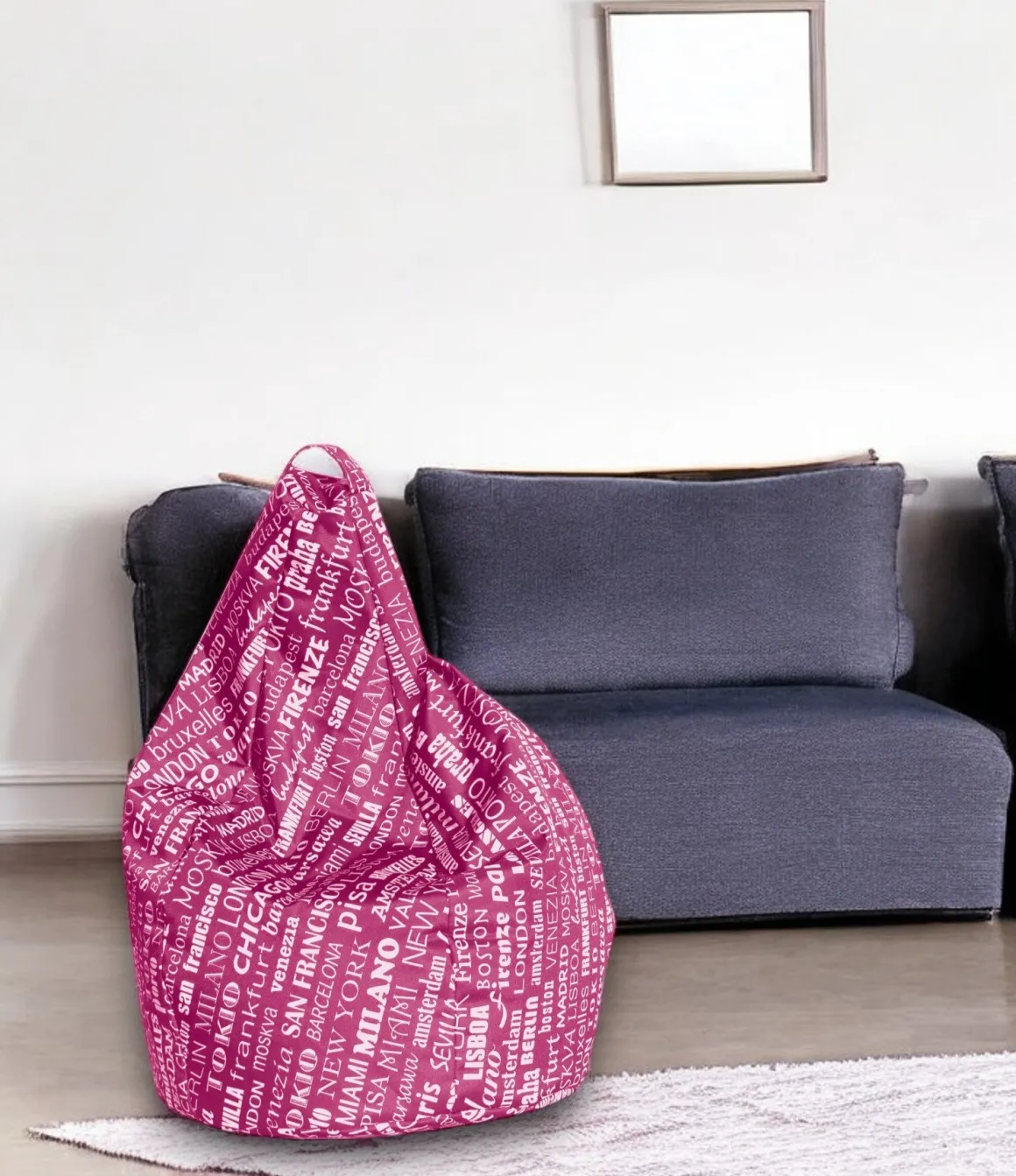 Pouf sacco rosa e bianco 80x80x120h cm - Marisa