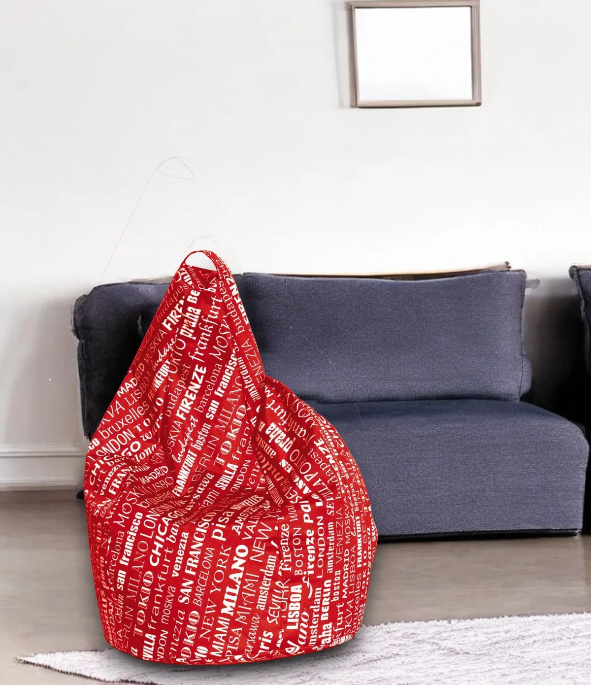 Pouf > Dmora Pouf sacco rosso e bianco 80x80x120h cm - Marisa Bianco, Rosso