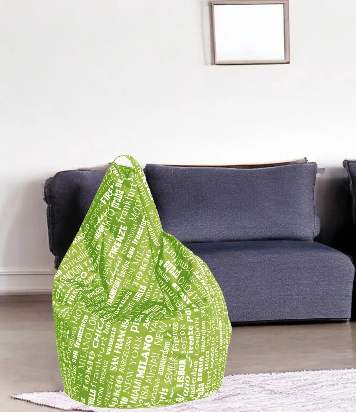 Pouf > Dmora Pouf sacco verde e bianco 80x80x120h cm - Marisa Bianco, Verde