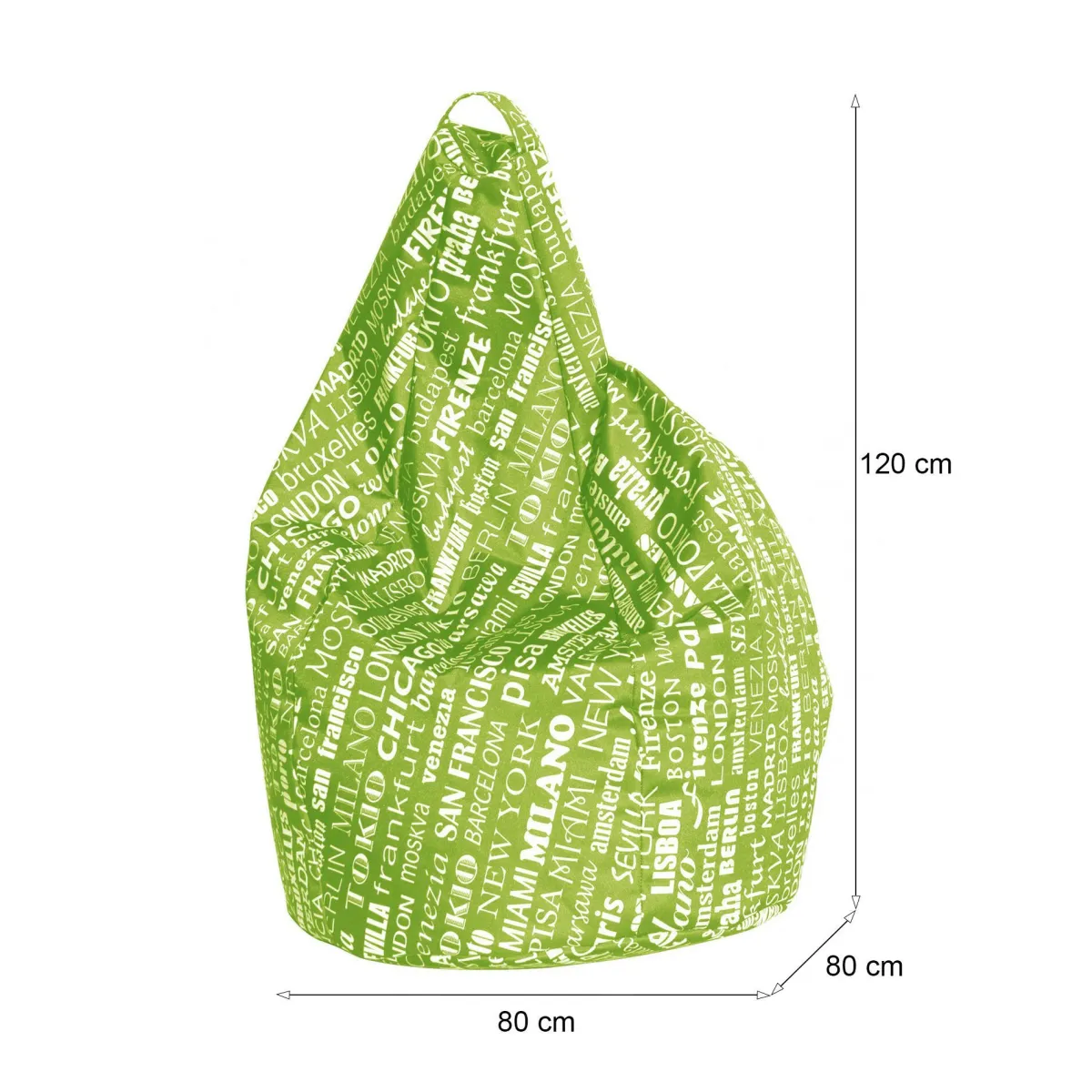 Pouf > Dmora Pouf sacco verde e bianco 80x80x120h cm - Marisa Bianco, Verde