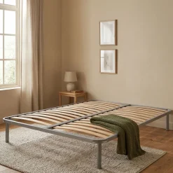 Reti Letto Matrimoniali|Camera Da Letto > Dmora Rete letto matrimoniale Alessa, 100% Made in Italy, Cm 140x190h 34 Grigio