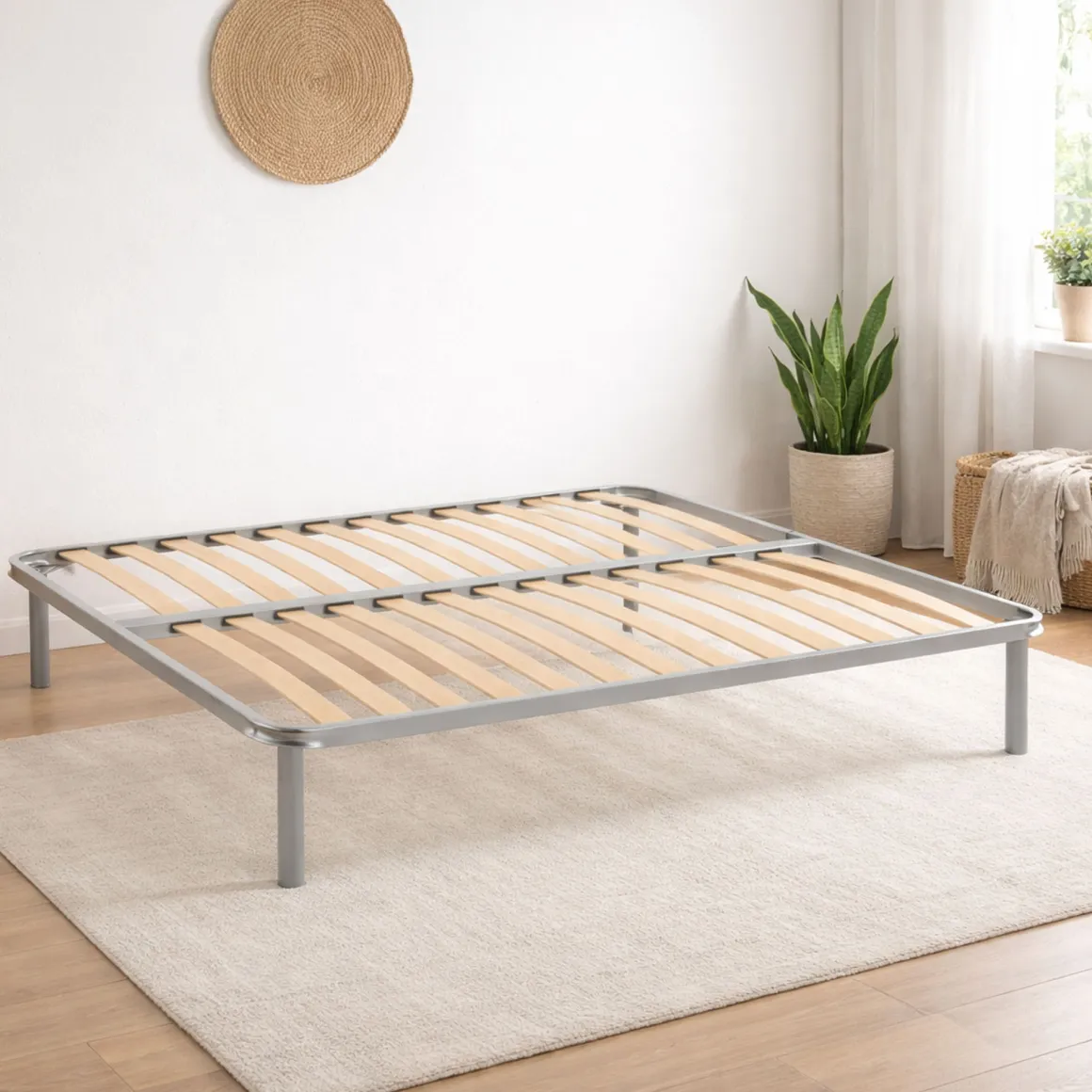Reti Letto Matrimoniali|Camera Da Letto > Dmora Rete letto matrimoniale Alessa, 100% Made in Italy, Cm 160x190h 34 Grigio