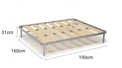 Rete letto matrimoniale Dabatt, 100% Made in Italy, Cm 160x190h31