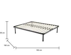 Reti Letto Matrimoniali|Camera Da Letto > Dmora Rete letto matrimoniale Pesci, 100% Made in Italy, 160x190h30 cm Nero
