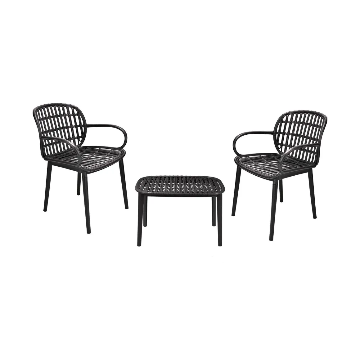 Salotto da balcone design 2 poltrone e tavolino antracite - Kupang