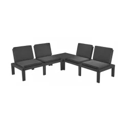 Set Da Esterno|Outdoor > Dmora Salotto da esterno ad angolo effetto doghe antracite - Ermes Nero Antracite
