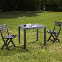 Set Da Esterno|Outdoor > Dmora Salotto da esterno economico 2 sedie 1 tavolo antracite - Altar Nero Antracite