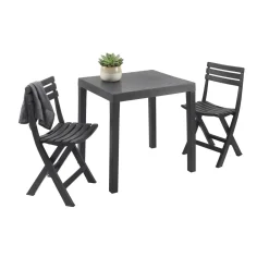 Set Da Esterno|Outdoor > Dmora Salotto da esterno economico 2 sedie 1 tavolo antracite - Altar Nero Antracite