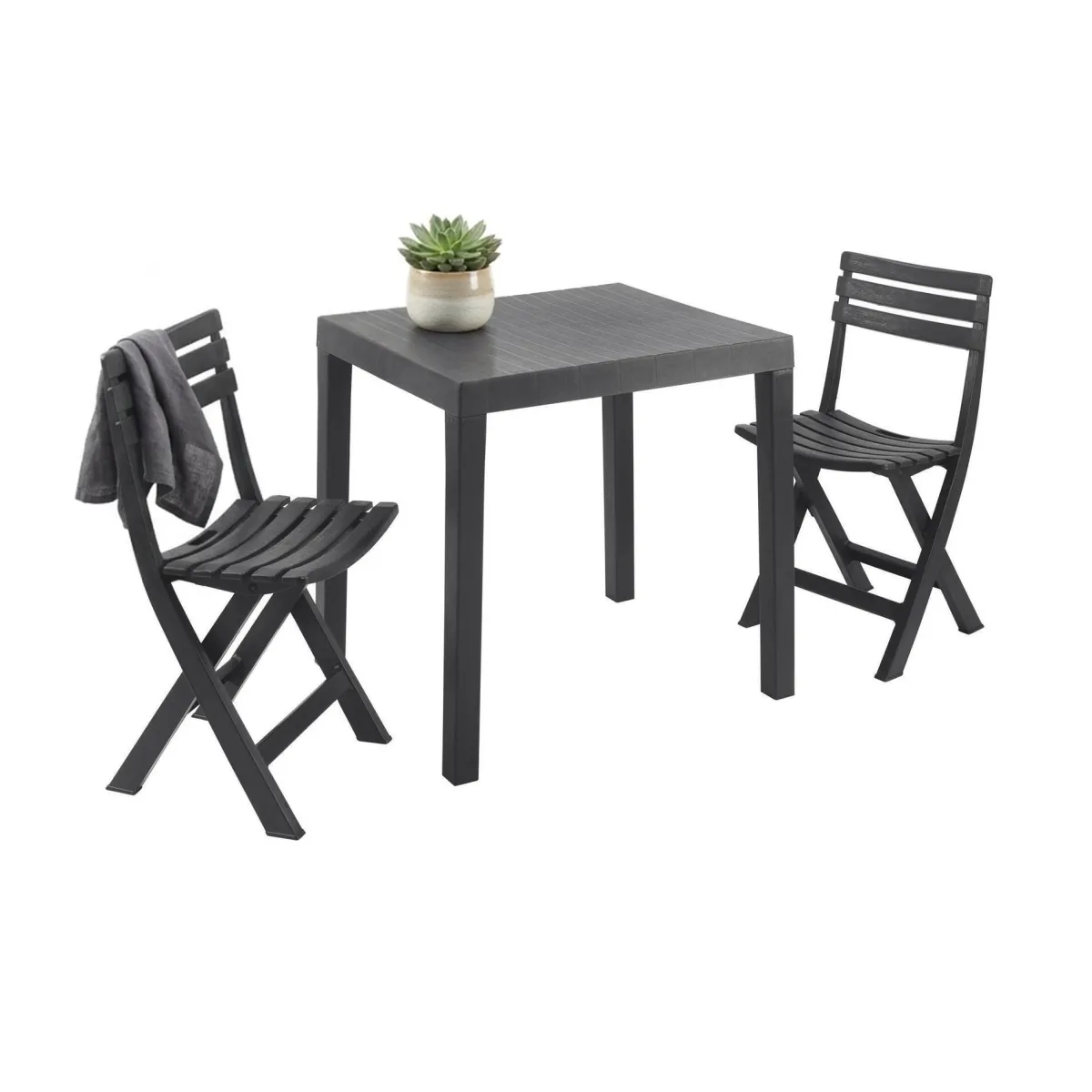 Set Da Esterno|Outdoor > Dmora Salotto da esterno economico 2 sedie 1 tavolo antracite - Altar Nero Antracite