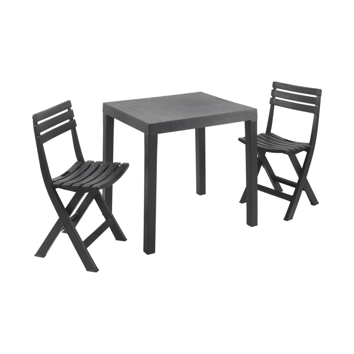 Set Da Esterno|Outdoor > Dmora Salotto da esterno economico 2 sedie 1 tavolo antracite - Altar Nero Antracite