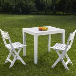 Salotto da esterno economico 2 sedie e tavolo bianco - Altar