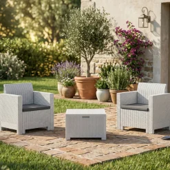 Set Da Esterno|Outdoor > Dmora Salotto da esterno poltrone - Apis Bianco