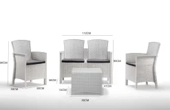 Set Da Esterno|Outdoor > Dmora Salotto da esterno 4 poltrone e 1 divano con tavolino contenitore - Asiak Bianco