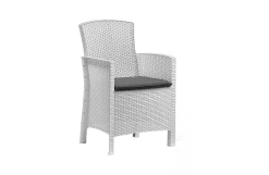 Set Da Esterno|Outdoor > Dmora Salotto da esterno 4 poltrone e 1 divano con tavolino contenitore - Asiak Bianco