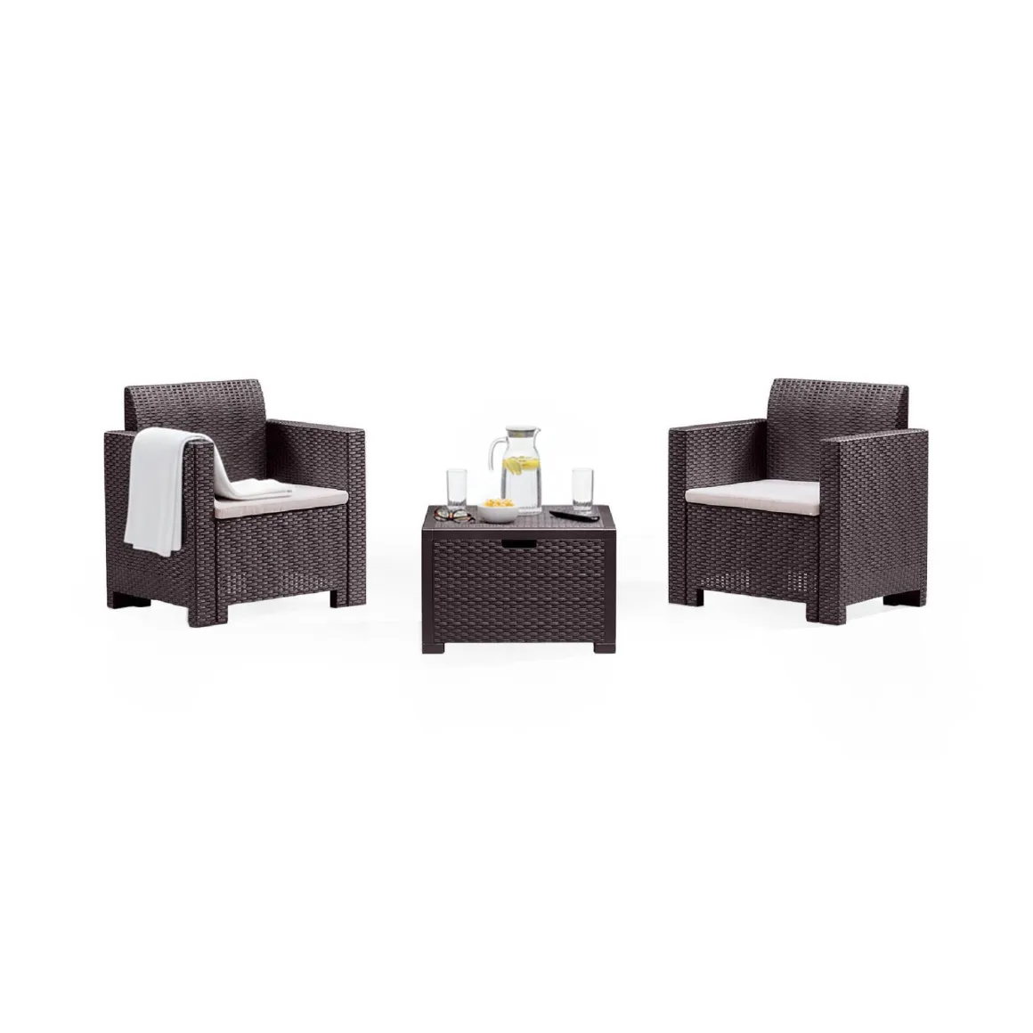 Set Da Esterno|Salotti Da Giardino > Dmora Salotto da esterno poltrone effetto rattan tortora - Gazania Grigio Tortora
