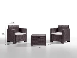 Set Da Esterno|Salotti Da Giardino > Dmora Salotto da esterno poltrone effetto rattan tortora - Gazania Grigio Tortora
