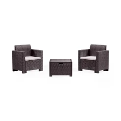 Set Da Esterno|Salotti Da Giardino > Dmora Salotto da esterno poltrone effetto rattan tortora - Gazania Grigio Tortora