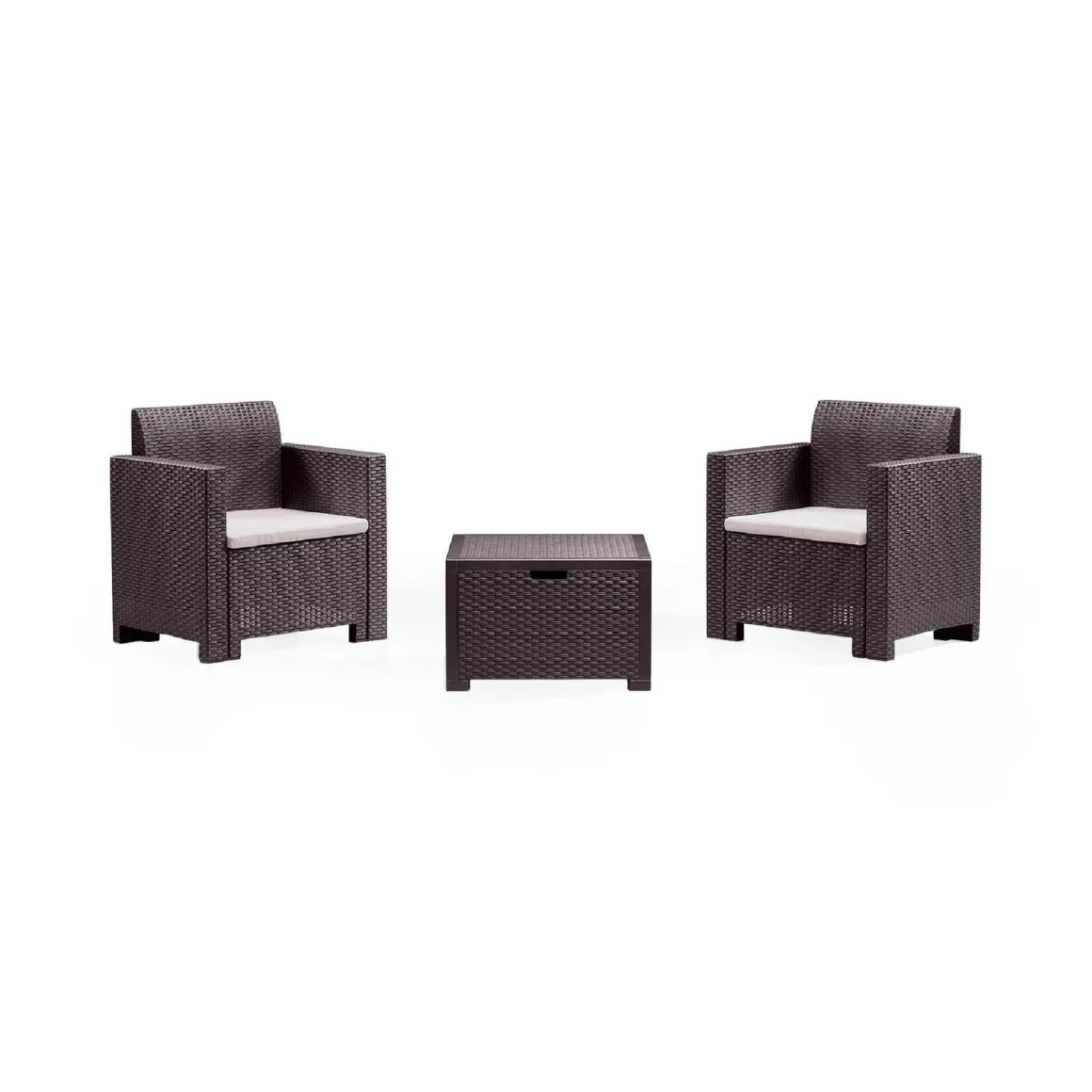 Set Da Esterno|Salotti Da Giardino > Dmora Salotto da esterno poltrone effetto rattan tortora - Gazania Grigio Tortora