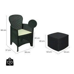 Set Da Esterno|Outdoor > Dmora Salotto da esterno 2 poltrone 1 tavolino contenitore antracite - Anny Nero Antracite