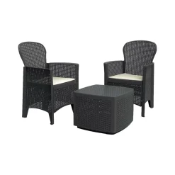 Set Da Esterno|Outdoor > Dmora Salotto da esterno 2 poltrone 1 tavolino contenitore antracite - Anny Nero Antracite