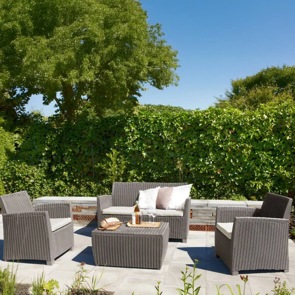 Set Da Esterno|Salotti Da Giardino > Dmora Salotto da esterno poltrone tortora - Langley Grigio Tortora