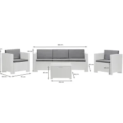 Set Da Esterno|Outdoor > Dmora Salotto da esterno 5 posti e 1 tavolo effetto rattan - Somnus Bianco