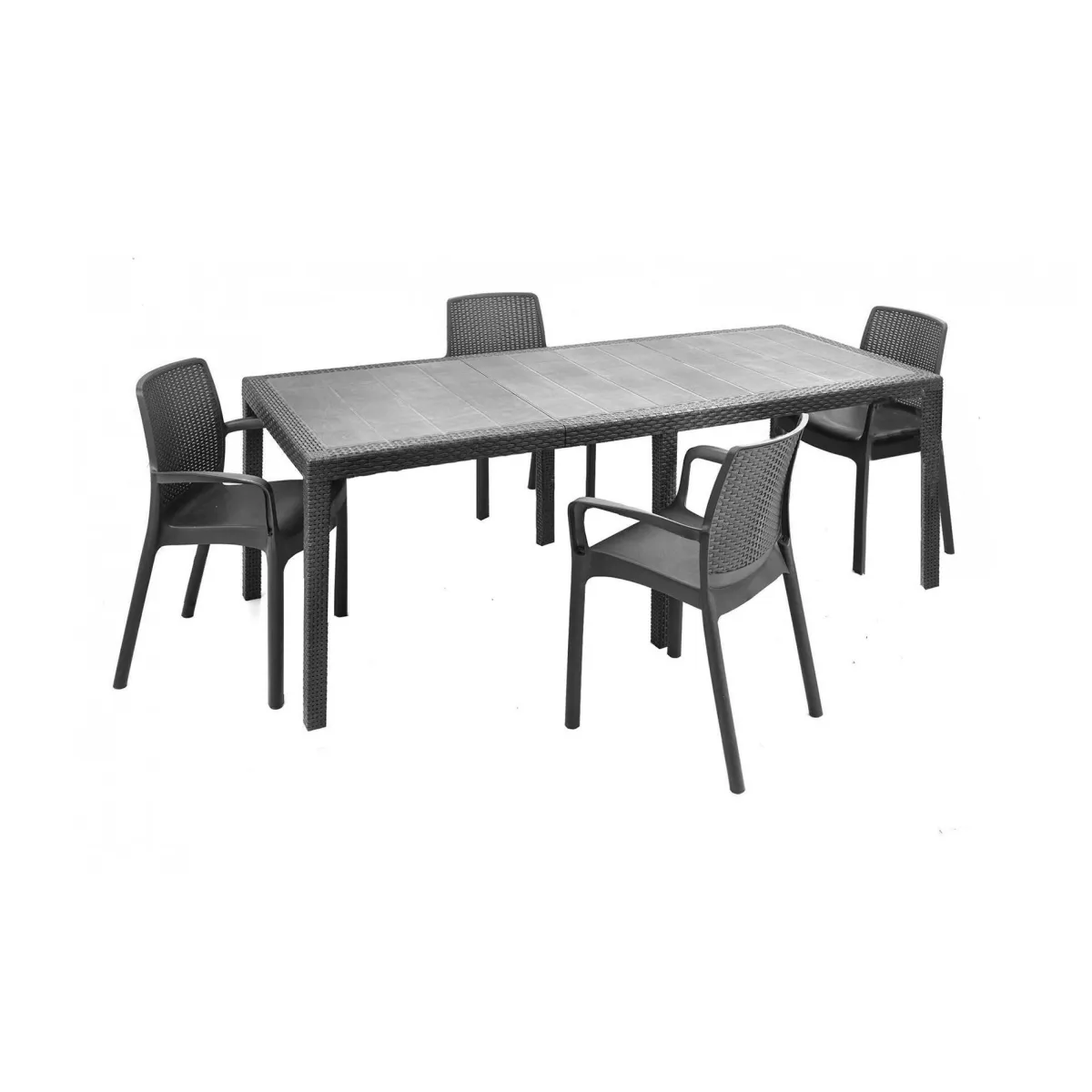Set Da Esterno|Outdoor > Dmora Salotto da esterno 4 sedie e tavolo allungabile antracite - Arret Nero Antracite