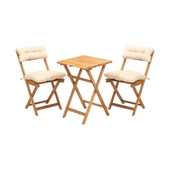 Set Da Esterno|Salotti Da Giardino > Dmora Salotto da esterno 2 sedie pieghevoli e tavolino alto crema - Isso Bianco Crema