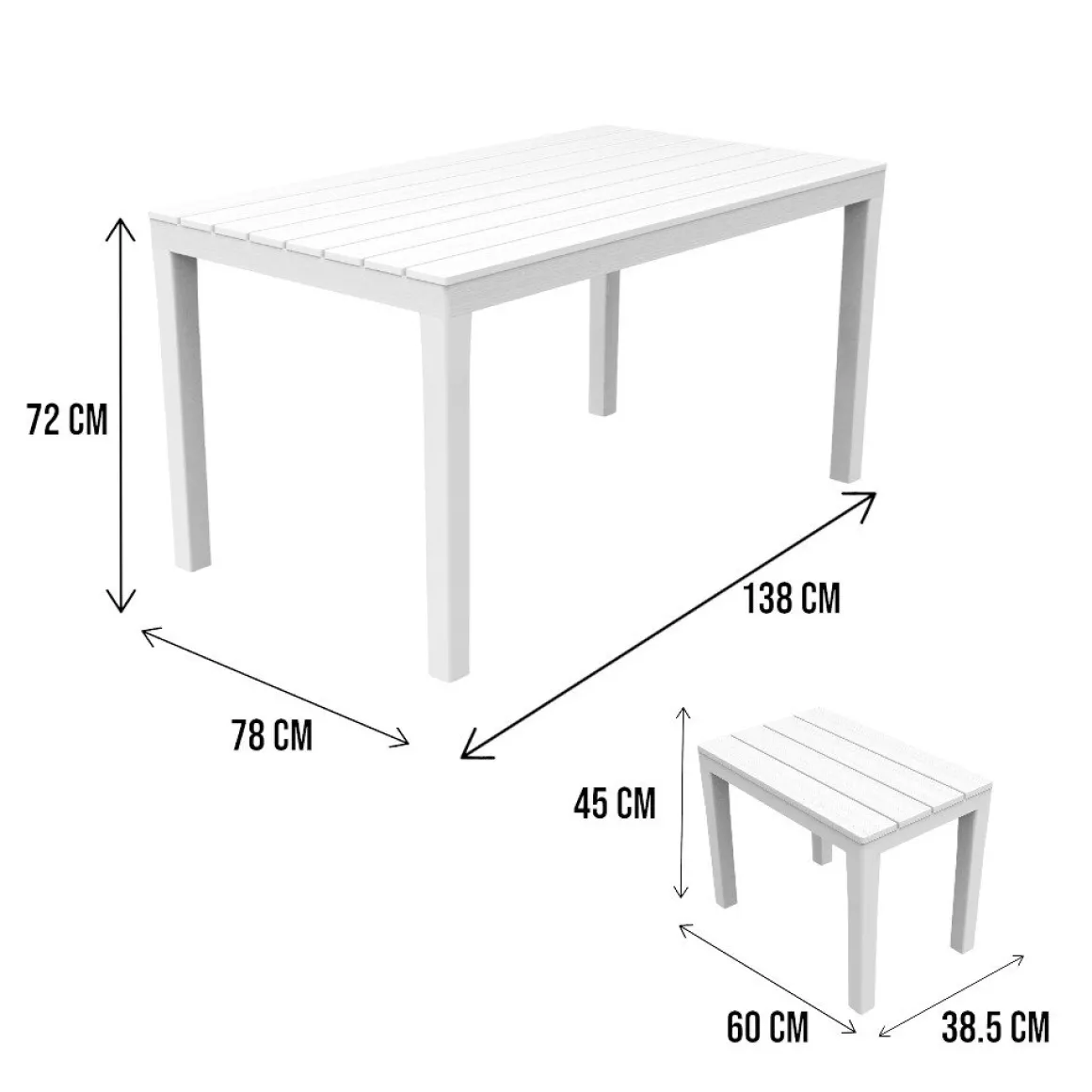 Salotto da giardino panchine effetto doghe bianco - Asta