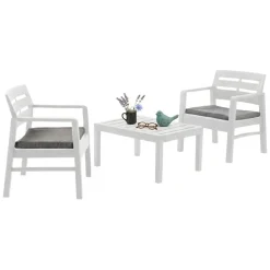 Set Da Esterno|Salotti Da Giardino > Dmora Salotto da giardino 2 poltrone e 1 divano antracite - Orillia Nero Antracite