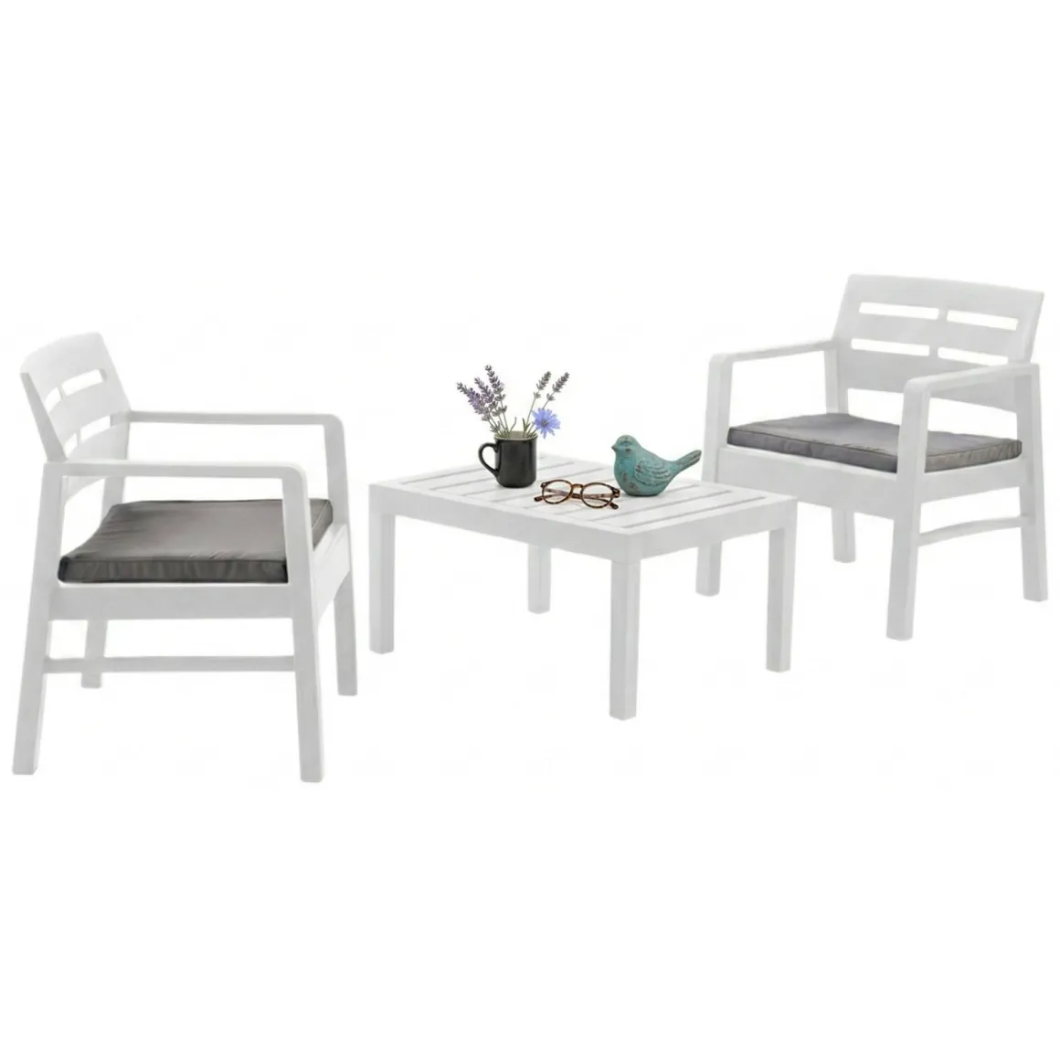 Salotto da giardino 2 poltrone bianco - Alfio