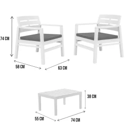 Salotto da giardino 2 poltrone bianco - Alfio
