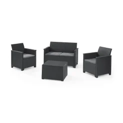 Set Da Esterno|Salotti Da Giardino > Dmora Salotto da giardino 2 poltrone e 1 divano antracite - Orillia Nero Antracite