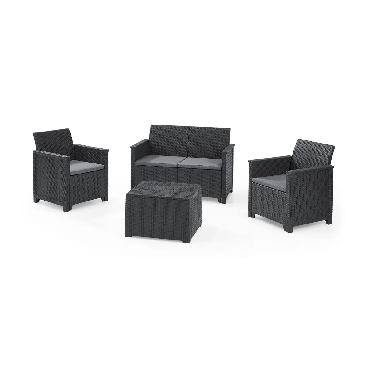 Set Da Esterno|Salotti Da Giardino > Dmora Salotto da giardino 2 poltrone e 1 divano antracite - Orillia Nero Antracite