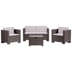 Salotto da giardino poltrone e divano effetto rattan marrone - Camisano