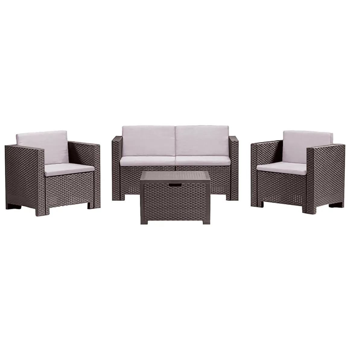 Salotto da giardino poltrone e divano effetto rattan marrone - Camisano