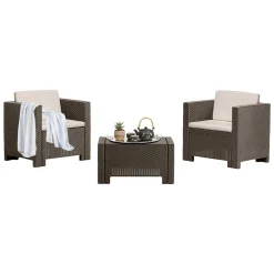 Set Da Esterno|Salotti Da Giardino > Dmora Salotto da giardino 2 posti e 1 tavolo tortora - Brooks Grigio Tortora