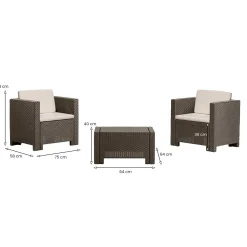 Set Da Esterno|Salotti Da Giardino > Dmora Salotto da giardino 2 posti e 1 tavolo tortora - Brooks Grigio Tortora