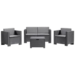 Set Da Esterno|Salotti Da Giardino > Dmora Salotto da giardino 4 posti e 1 tavolo antracite - Camisano Nero Antracite