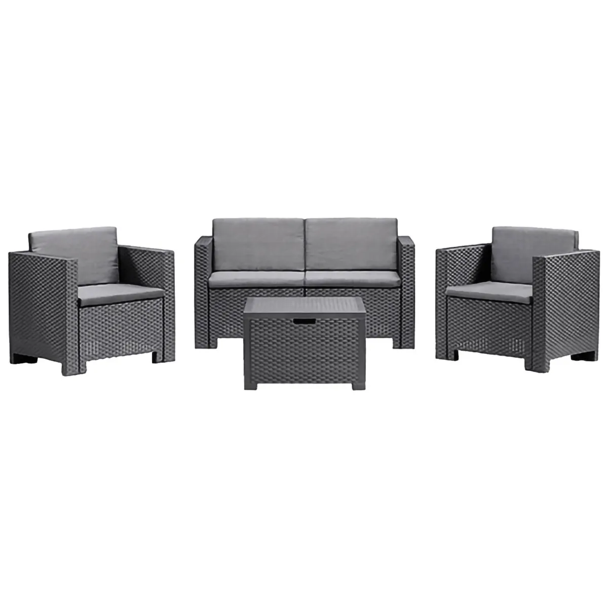 Set Da Esterno|Salotti Da Giardino > Dmora Salotto da giardino 4 posti e 1 tavolo antracite - Camisano Nero Antracite