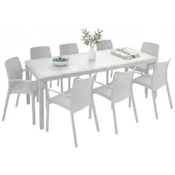 Set Da Esterno|Salotti Da Giardino > Dmora Salotto da giardino sedie effetto rattan - Arret Bianco