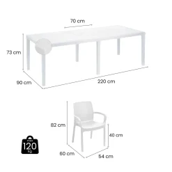 Set Da Esterno|Salotti Da Giardino > Dmora Salotto da giardino sedie effetto rattan - Arret Bianco