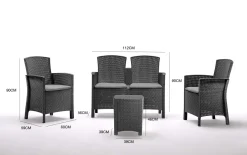 Salotto da terrazza poltrone e divano effetto rattan antracite - Eustachia
